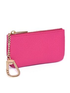 NWOT Dress Up Your Purse Togo Leather Key Pouch in Brilliant Pink/Gold Hardware